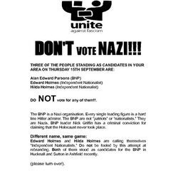 BNP UAF Nazi leaflet